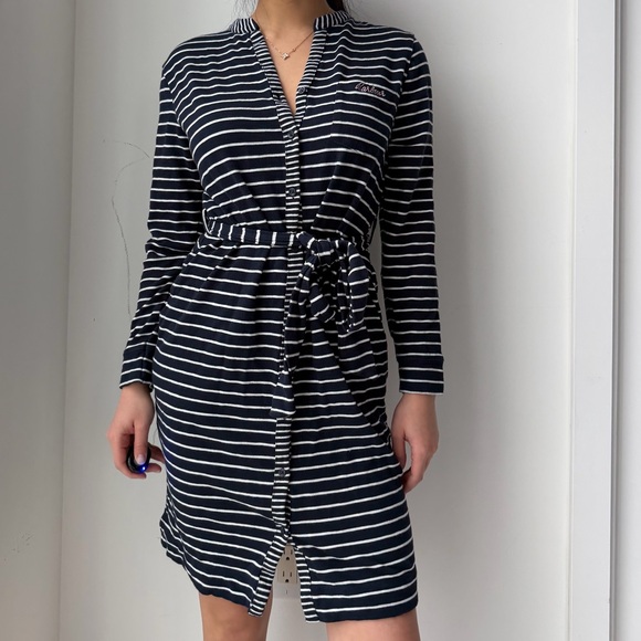 Barbour Dresses & Skirts - Barbour Navy Striped Belted Shirt Dress - Small